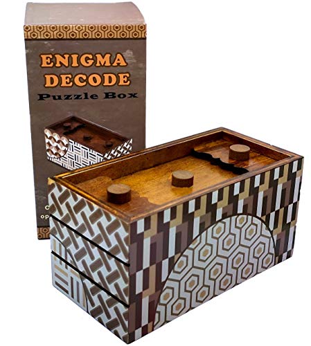 Enigma Decode Secret Puzzle Box - Money and Gift Card Holder in a Wood Magic Trick Lock with Two Hidden Compartments Brainteaser