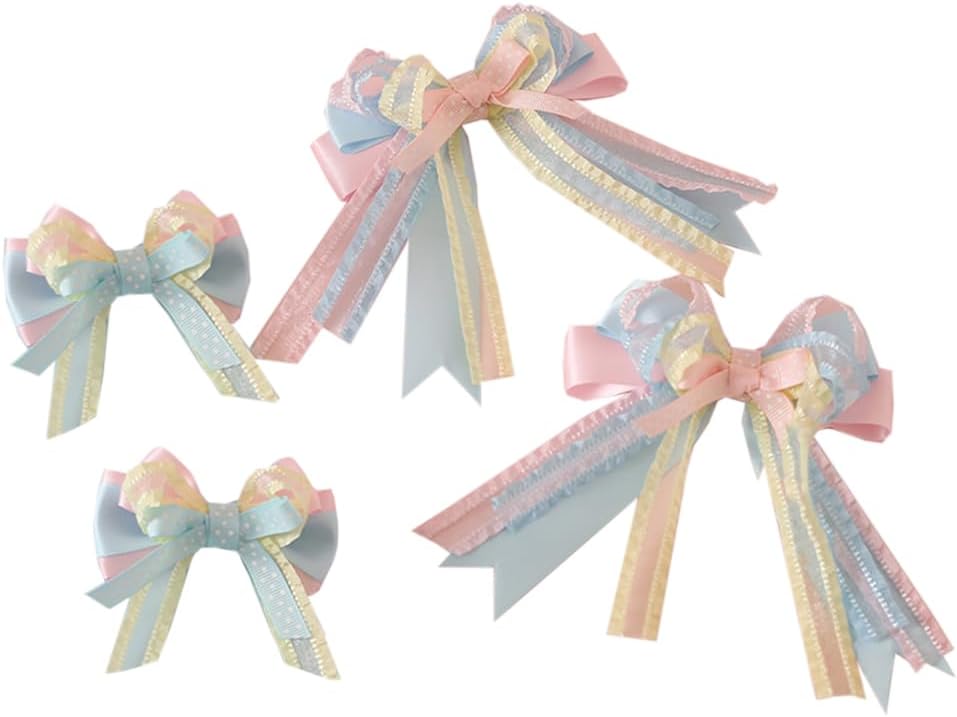 BINGWANG ヘッドバンド クマの耳 ヘッドバンド レディース ガールズ ロリータ ヘアアクセサリー リボン付きヘアバンド アニ