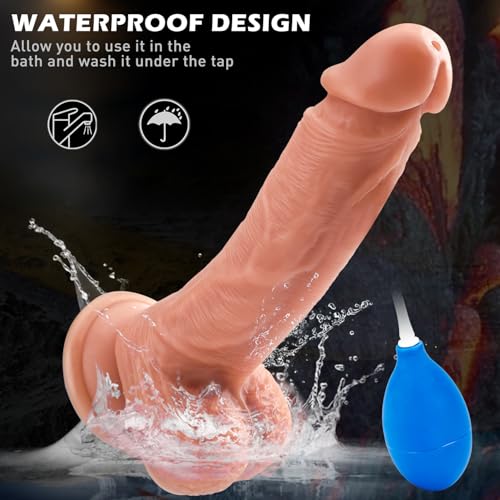 Miniatura 6 de Consolador Hombre Realista Para Las Mujeress, Squirting Agua Simulación De Eyaculación Con Spray Pene Real Suave Para Pene Con Ventosa, 26 Cm