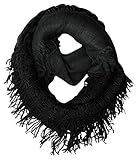 Peach Couture Warm Bohemian Crochet Hand Knitted Fringe Infinity Loop Scarf Wrap