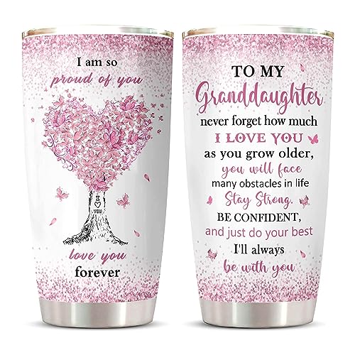 Image of ZANIION Granddaughter Gifts from Grandma, Granddaughter Gifts Tumbler, Great Gifts for Granddaughter, Granddaughter Birthday Graduation Gift from Grandparents, To My Granddaughter Coffee Cup 20oz 1PC