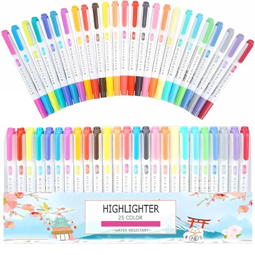 Conjunto de 25 Marcadores de Texto Pastel Cores Sortidas Marcadores para Bíblias Marca texto Para Li