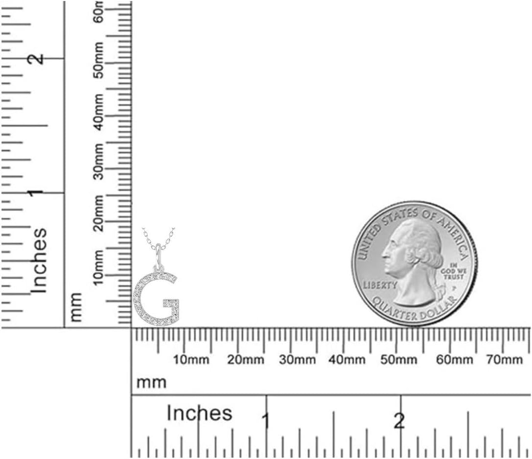 1/10 Carat Round lab Grown Diamond A-Z initial Pendant Necklace | 10K, 14K Yellow or White Gold and Sterling Silver Cable Chain Necklace 18 inch | D-F Color and VS1 Clarity