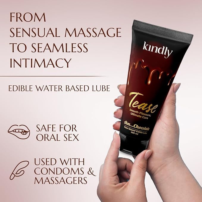 Image of Kindly Pleaser Delay /Topical Spray 20 Gm With Water-Based Edible Chocolate Lubes /Lubricant, 100 ML | Non-Transferrable Spray For Men| Long Lasting Fun | Smooth, Long-Lasting & Skin-Friendly | Non Sticky, Paraben Free, Body Safe