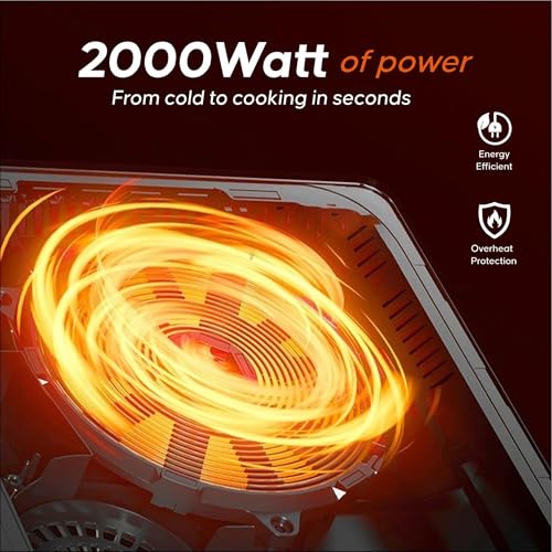Image of Starly 2000W Infrared Cooktop With Digital Display, Crystal Glass Plate, Digital Display, 4 Preset Cooking Modes, Touch Control, Infrared Hot Plate, Knob temperature control - 1 Year Warranty