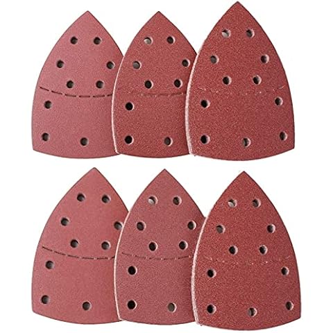 ECHG 60Pcs Sanding Sheets, 40/60/80/120/180/240 Grits Hook and Loop Mouse Sander Pads Sander Paper for Bosch Multi-Sander PSM 100A, PSM 200 AES, PSM 18 and All Oscillating Multi-Tool (15 x 10cm) Cover