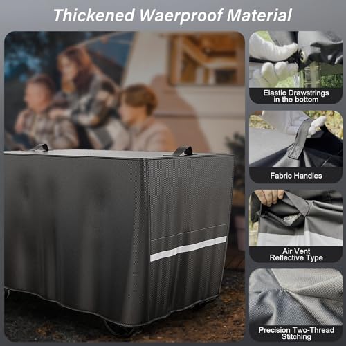 Pizza Oven Cart Table and Table Cover for Ooni Koda/Karu/Fyra 16 & 12 with Pizza Topping Station, Movable Food and Prep Workcart, Outdoor Grill Stand for Ninja Woodfire