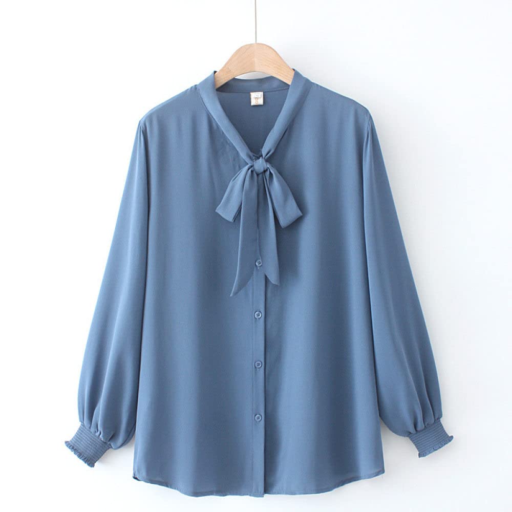 Maglietta Informale,Camicetta Da Donna Elegante In Raso Camicia Maniche A Palloncino Blu Camicia A Tunica Con Collo A Fiocco Camicia Lucida Confortevole Top Da Festa Sexy Camicetta Casual Da Ufficio