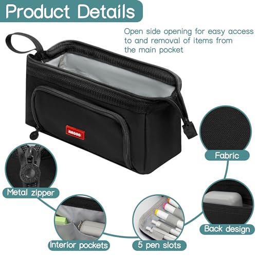 Image of Large Capacity Pencil Case Big Pencil Pouch Special Aesthetic School Pen Bag For Girls Teen nurse Adults Kids Soft Organizer With Zipper Cute Travel Pencil Pouches Estuche Para Lapices Black