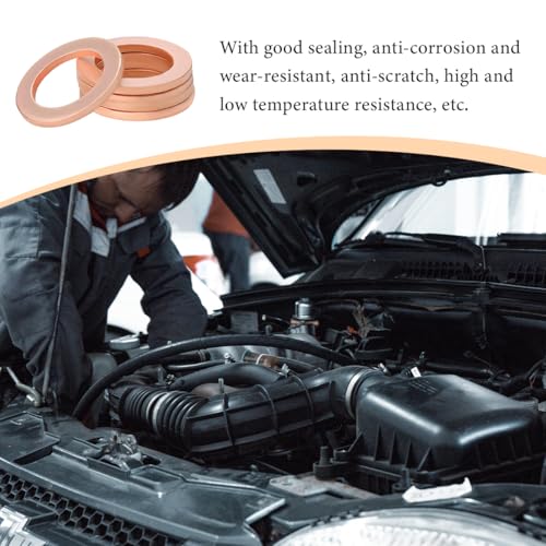 Image of 10 PCS Oil Drain Plug Gasket, 14mm Copper Engine Oil Crush Washers OEM PN Part 007603-014106, Automotive Sealing Drain Plug Gaskets Seals Kit Replacement, Car Accessories
