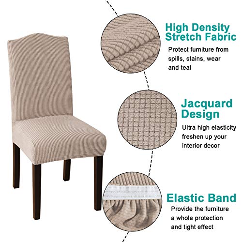 Turquoize TQBLG-2DINING-KHAKI Chair Covers For Dining Room Chair Covers Set Of 2 Spandex Removable Kitchen Chair Covers Parson Chair Slipcover Chair Seat Covers thumb #3