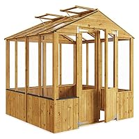 BillyOh Greenhouse Wooden Frame with Air Vent | Clear Wall Glazing | Cold Frame | Garden Plants | Outdoor Storage Shed Lincoln Green House (6 x 6)