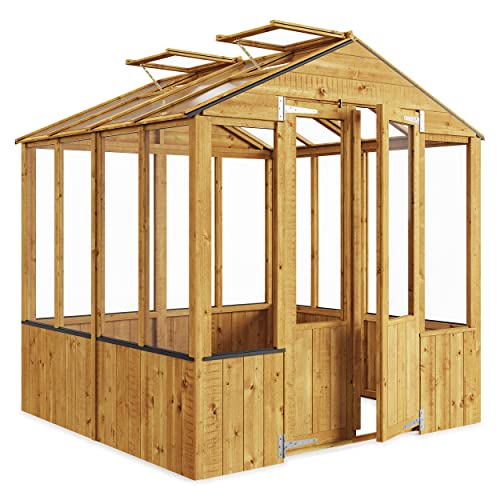 Image of BillyOh Greenhouse Wooden Frame with Air Vent | Clear Wall Glazing | Cold Frame | Garden Plants | Outdoor Storage Shed Lincoln Green House (6 x 6)