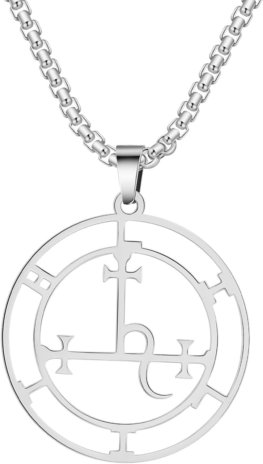 WOMGKDA Sigil Amulet Necklace Goddess Pendant Lilith Symbol Hecate Wiccan Jewelry Gothic Pagan Satanic Choker for Women Men, Lilith Necklace2