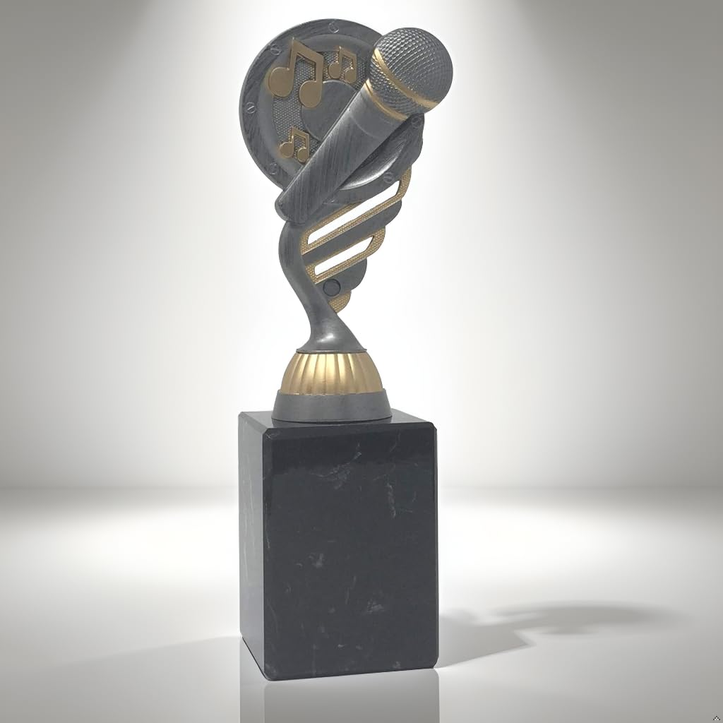 Generico Trofeo Microfono Karaoke h20,5cm Premio Canto Musica Regalo Gare FantaSanremo