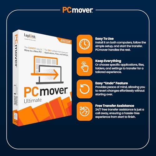 Image of Laplink PCmover Ultimate 11 - Migration of your Applications, Files and Settings from an Old PC to a New PC - Data Transfer Software - With Optional High Speed Ethernet Cable - 2 Licenses