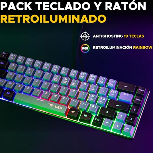 The G-Lab - Combo Hydrogen - Teclado y Raton Gaming, Teclado Gaming 65% con Cable, QWERTY, Formato Compacto + Ratón RGB, 6 Botones, 7200 dpi - Compatible con PC/PS4/PS5/XBOX - imagen 5