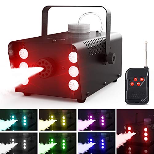 Fog Machine, Theefun 6 LED Lights with 7 Colors Smoke Machine with Strobe