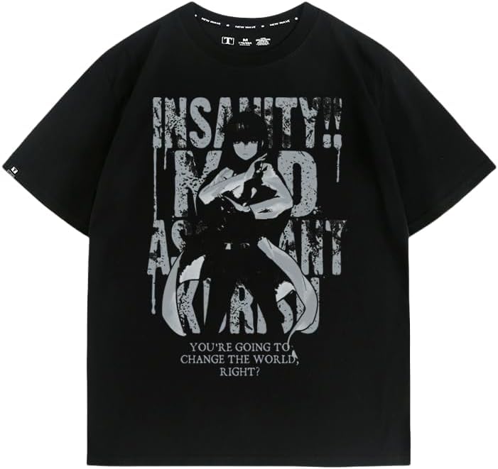 Steins;Gate 岡部倫太郎 牧瀬紅莉栖 Tシャツ 半袖 黒 描き下ろし 牧瀬紅莉栖 オールプリントTシャツ huke Ver. [STEINS;GATE