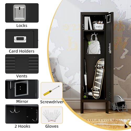 Image of BUTISOW Metal Kids Locker,Metal Cabinet Storage Lockers,Lockable for Employees with Door,54 inch Height Steel Locker,Lockable Steel Locker for Children's Room, Playroom, School,Gym