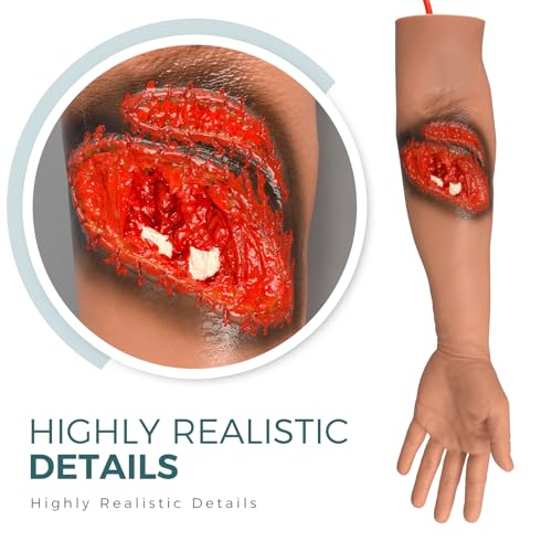 Image of Laceration Wound Simulation Arm Kit - Medical Training Model with Fracture & Wound Packing for Nursing Students - Hemostasis Control & Immobilization Trainer for First Aid, EMT, Surgery Education