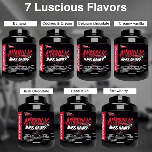 Image of Anabolic Mass Gainer, 2kg, Belgium Chocolate | High Protein Carbs, With Creatine, BCAA & Glutamine, Digestive Enzymes, For Muscle Gain & Fast Growth