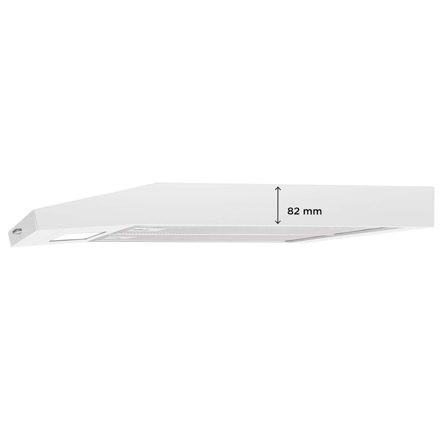 Concept OPP1250 - Hotte aspirante (50 cm, avec éclairage LED et 3 niveaux de puissance, 135 m³/h, 65 W, fonction de recirculation, 60 dB, 82 mm), couleur blanc