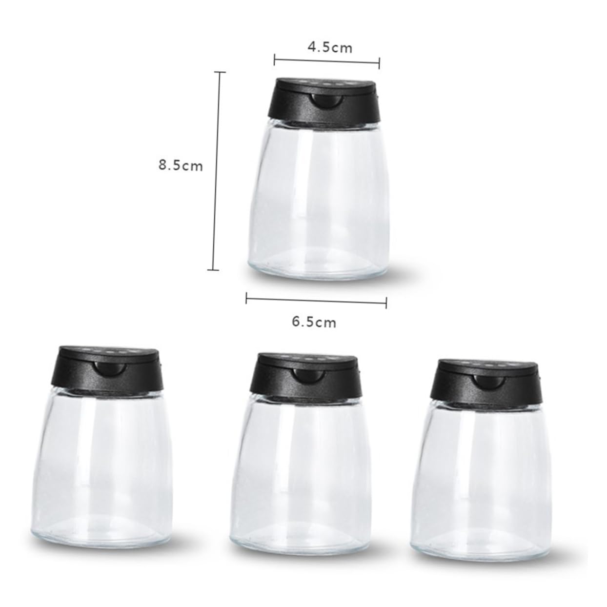PRETYZOOM 4pcs Glass Seasoning Jars Lids Spoons Double Cover Spice Containers for Kitchen Barbecue Outdoor Cooking