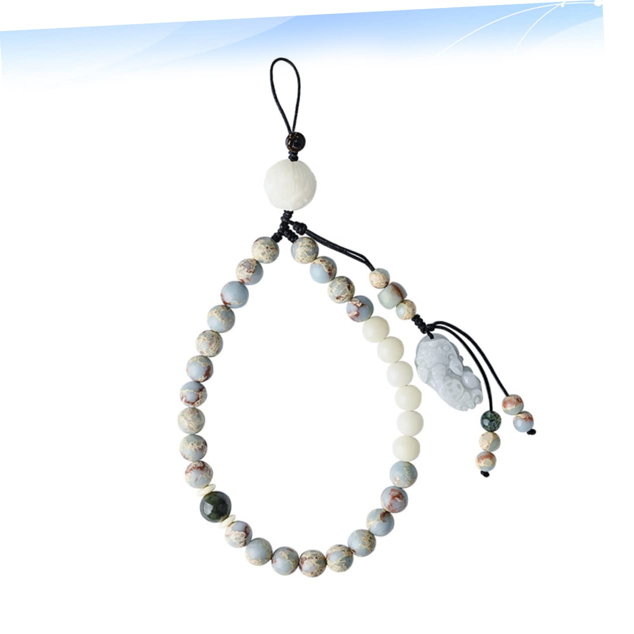 BESTonZON 3pièces Agalmatolite Lanyard Pour Téléphone Dragonne Courroie De Poignet Avec Bouddha Et Verte Pour Smartphone Et Accessoires