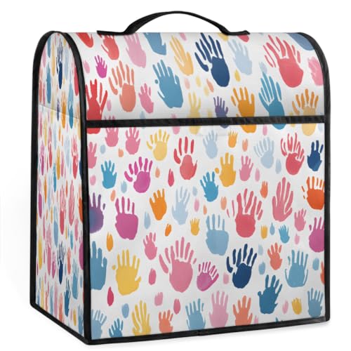 Mexpekil Funda para batidora de pie con estampado a mano de arcoíris de 5 a 8 cuartos de galón, cubiertas antipolvo para electrodomésticos de cocina con asa superior y bolsillos, accesorios