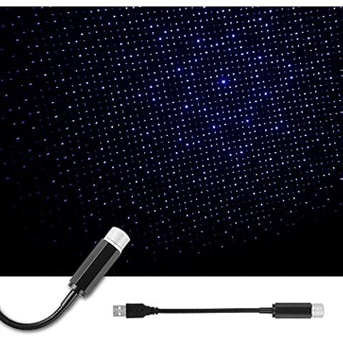 Car Roof Star Atmosphere Lights Auto LED USB Night Lights Ambient Projection Interior Lamp for Anniversary Party (Indigo Blue-2PACK) Cover