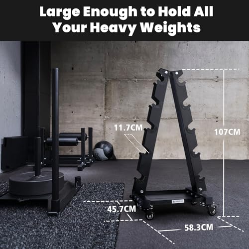 LIONSCOOL Dumbbell Rack Stand, 3/4/5/6 Tier A-Frame, Heavy Duty Dumbbell Holder, Portable Weight Rack for Home Gym (Stand Only) (Large 5-Tier) - Image 6