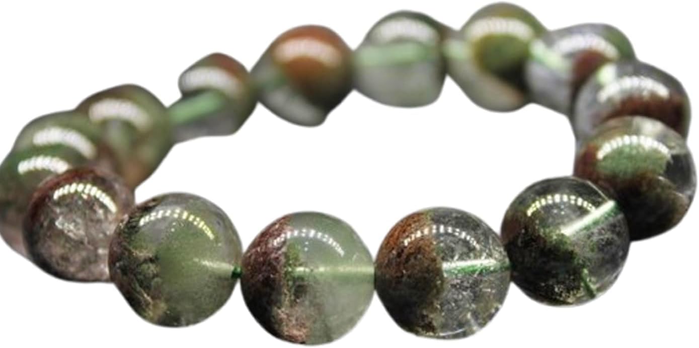Happy_Shop Natural Phantom Quartz 14mm Round Shape Smooth Cut Beads Stretchable Bracelet For Men & Women. Unisex Bracelet For Healing, Meditation, Prosperity, Gift &...