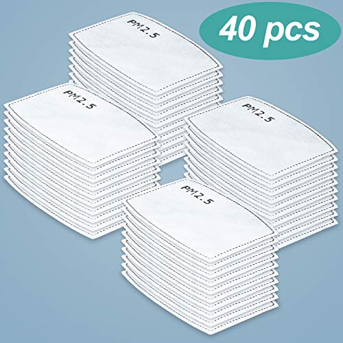 40 peças tamanho adulto adaptável filtro de tecido de carbono ativado 5 camadas PM2.5 inserção almof