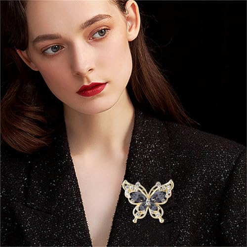 Image of coadipress Butterfly Brooch Pins Chic Romantic Elegant Rhinestone Crystal Insect Brooch Pin Women Corsage Scarf Shawl Clothing Accessories Wedding Party Banquet