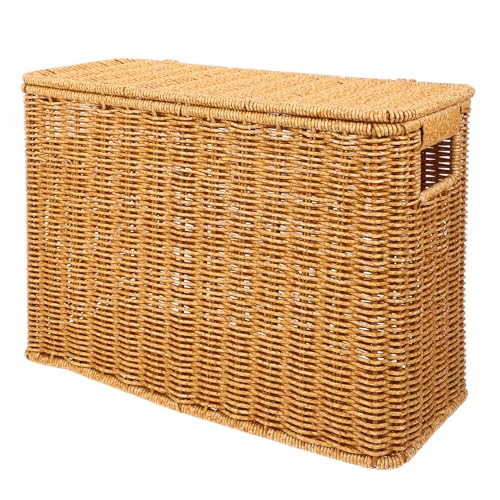 BESPORTBLE Schmaler Aufbewahrungskorb mit Deckel und Griffen...