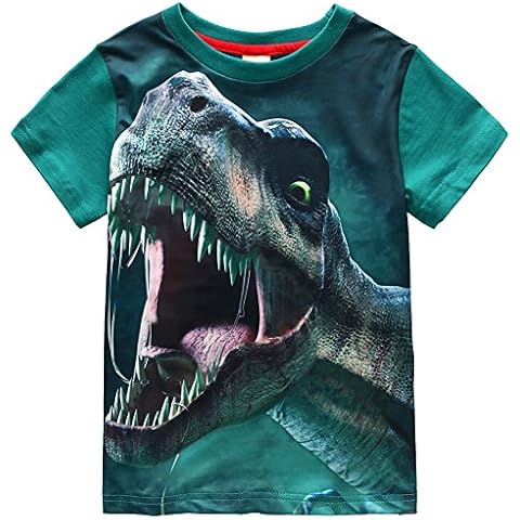 Frogwill Boys Dinosaur Short Sleeve T-Shirt Top Tee Size 2-10 (3T, Green2) Cover