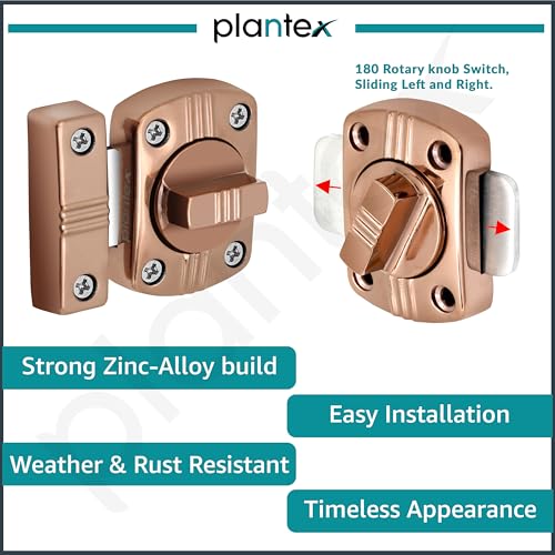 Image of Plantex Latch Lock for Main Door /Door Latch for Bathroom /Door Lock Latch for Home /Office /Bedroom /Door Stopper /Baby Latch -Pack of 1 (PVD Rose Gold)