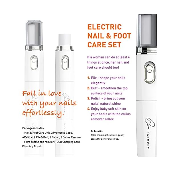 Own Harmony 4-in-1 Maniküre-/ Pediküre-Set - Elektrische Nagelfeile und Hornhautentferner - Profi Hornhauthobel… – Bild 4