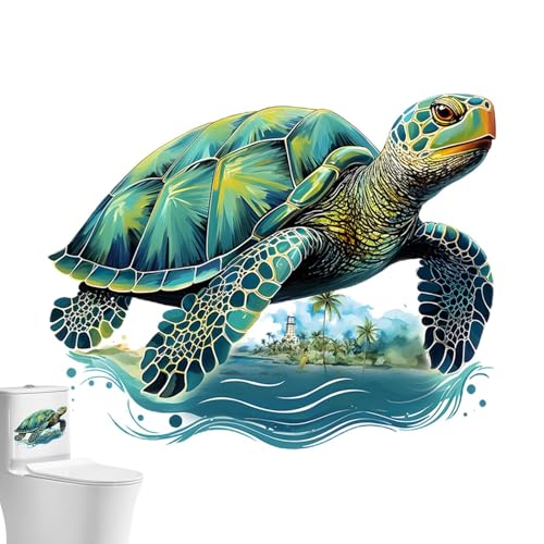 Autocollants Pour Abattant WC – Stickers Salle De Bain Tortue De Mer Autocollants, Imperméables & Amovibles | Décor Couvercle Toilette En PVC,...
