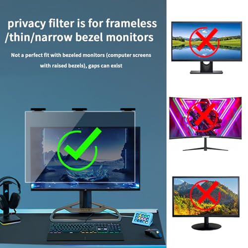 Image of 21.5 Inch Magnetic Hanging Computer Privacy Screen for 16:9 Widescreen Monitor, Removable Privacy Screen Anti Glare Blue Light Computer Screen Privacy Shield, Anti-Scratch