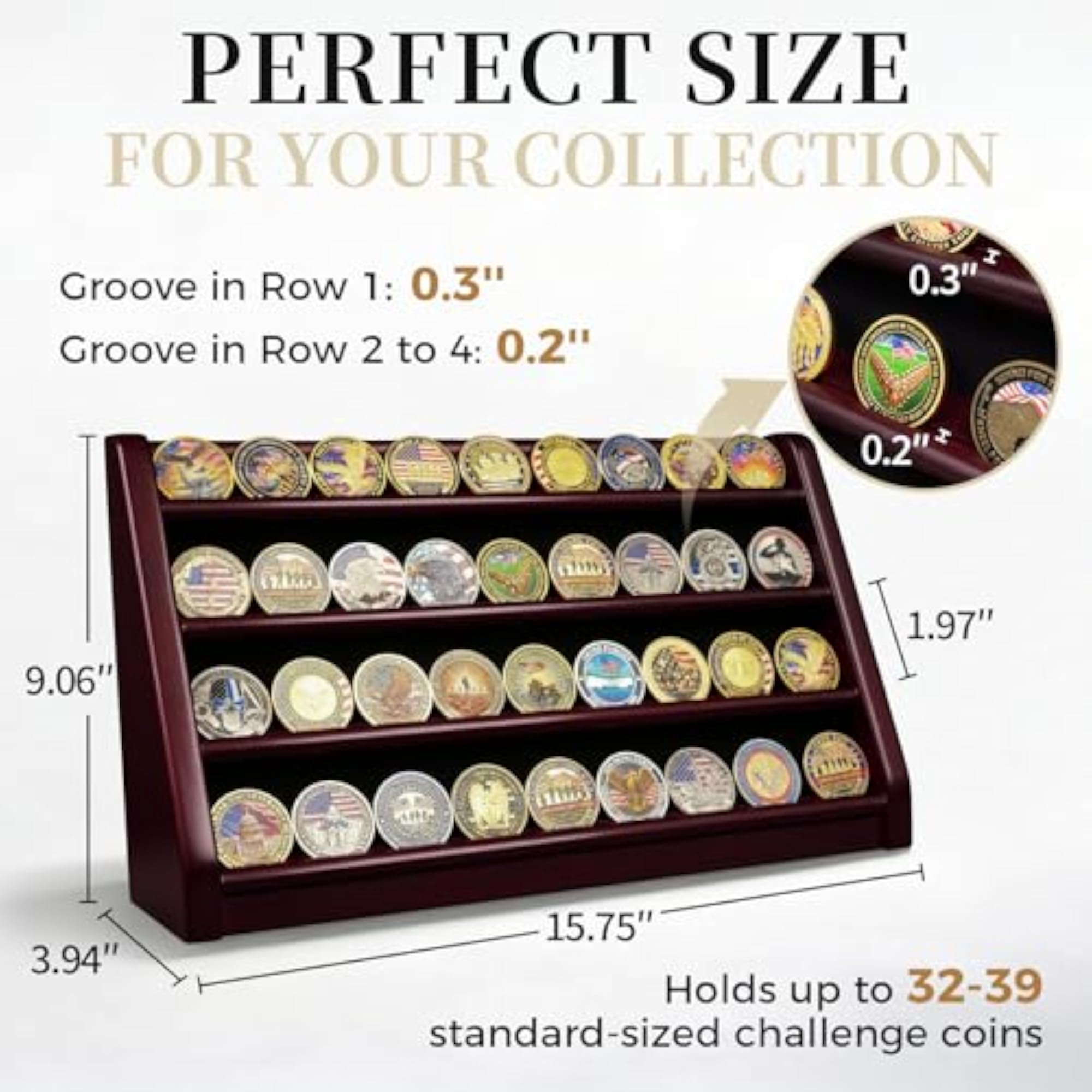 Military Wooden Challenge Coin Display Case