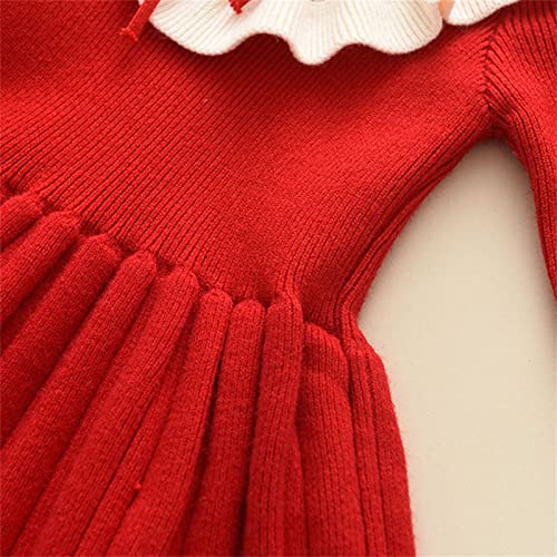 EnJoCho Toddler Warm Blouse Babys Kids Toddler Girls Solid Spring Winter Ruffled Long Sleeve Knit Sweater Princess Dress2