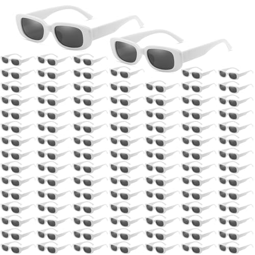 YQVIE Bulk Small Rectangle Sunglasses for Women Men Retro Trendy Square Party Glasses 50/100 Pack