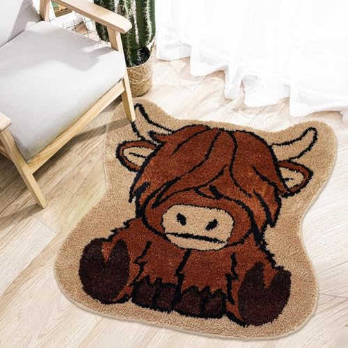 Tapis antidérapant résistant à la saleté en forme de vache rustique