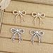 BXDA Dainty Rhinestone Pearl Bow Stud Earrings for Women, Statement Fashion 14K Gold Cubic Zirconia Earing Bridal Wedding Prom Gewelry Gift