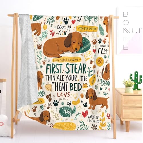 Couverture de lit enfant 150x200 cm plaid jaune teckels - 4