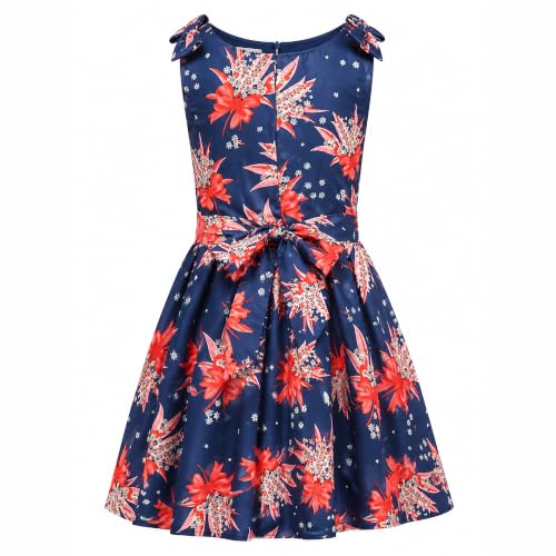 Image of Miss Lavish London Kid Dress for Girls, Shoulder Bow Printed Party Dress, Summer Dress for Girls, Kids Printed Dress for Birthday, Vacation, Wedding & Festival Girls Dresses