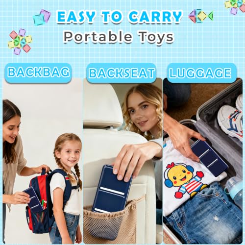 Image of Mini Magnetic Tiles Travel Set with Case 30pcs, Magnet Travel Toys | Portable Mini Size Magnetic Tiles for Kids Ages 3-5 4-8 Boys Girls, STEM Magnet Toys for Outdoor, Gifts for Toddlers