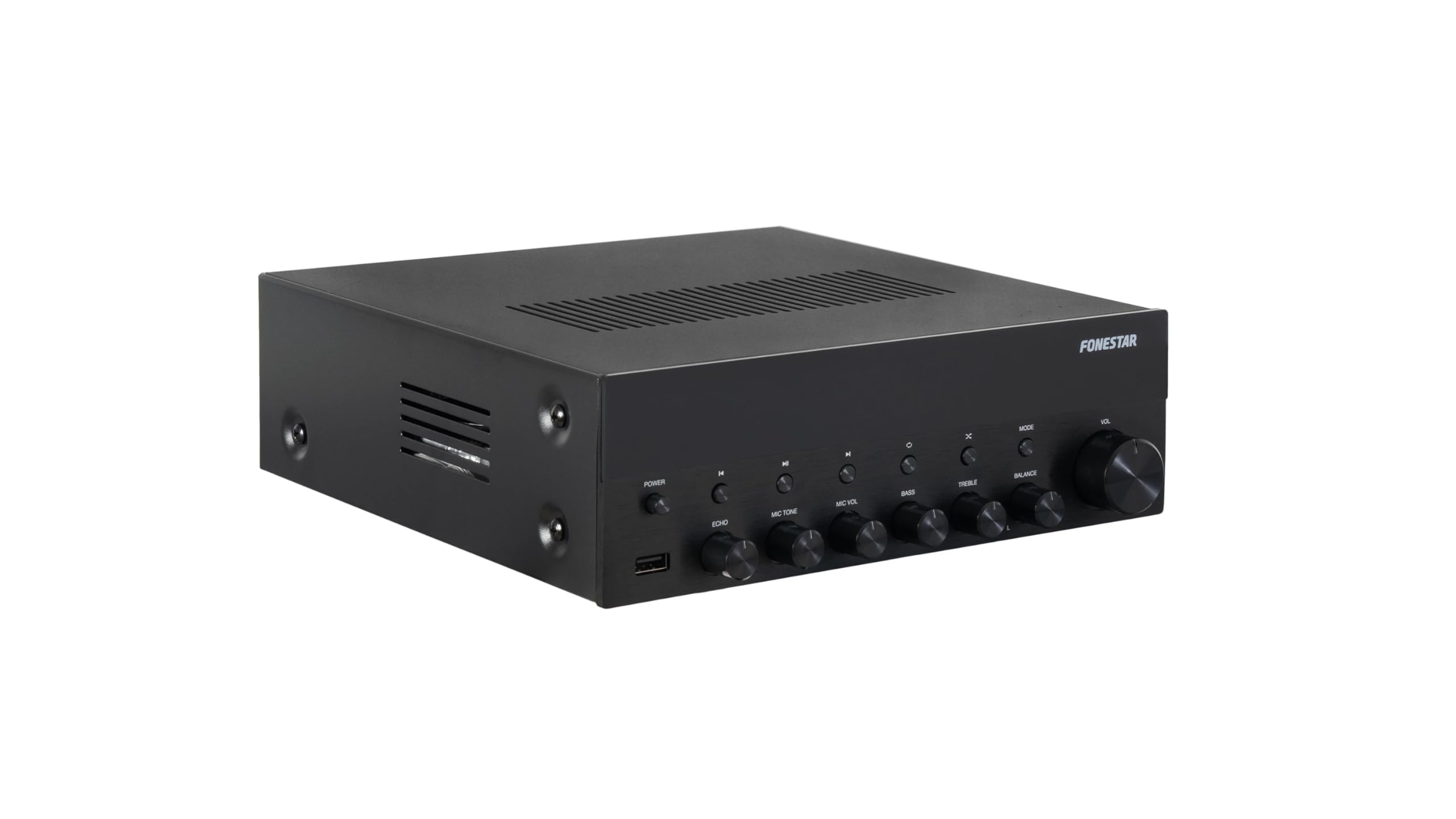 FONESTAR Amplificador Estéreo Bluetooth, USB/MP3, Radio FM, HiFi 15+15w RMS de Potencia As-1515